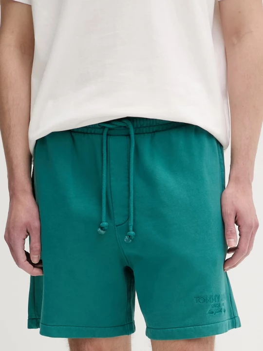 Obrázek produktu Tommy Jeans teplákové šortky pánské bavlněné tyrkysová