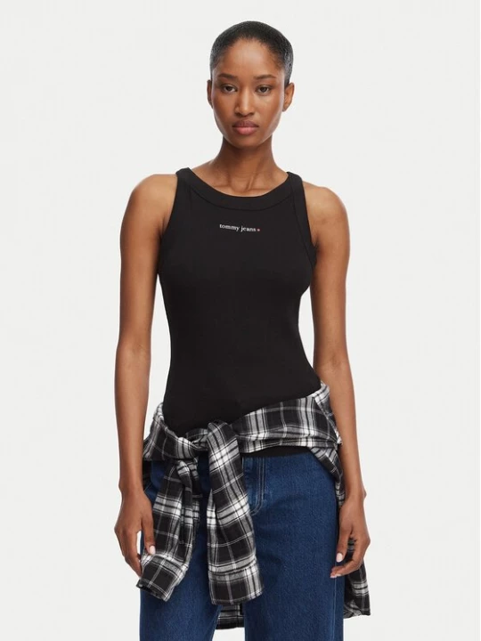 Obrázek produktu Tommy Jeans Top Ess Logo 1 DW0DW22806 Černá Slim Fit