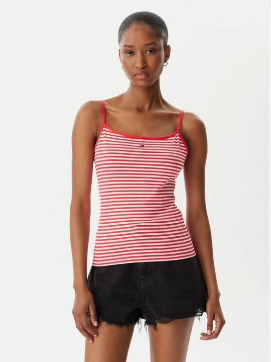 Obrázek produktu Tommy Jeans Top Essential DW0DW20675 Světle červená Slim Fit