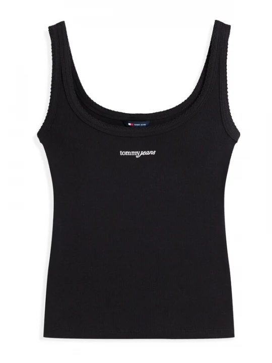 Obrázek produktu Tommy Jeans Top 'Logo Embroidery Slim Tank' černá / bílá