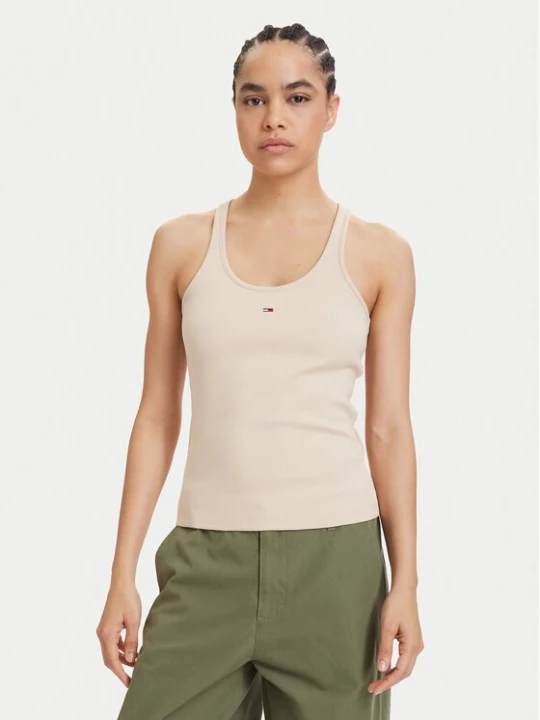Obrázek produktu Tommy Jeans Top Racerback DW0DW22264 Světle béžová Slim Fit