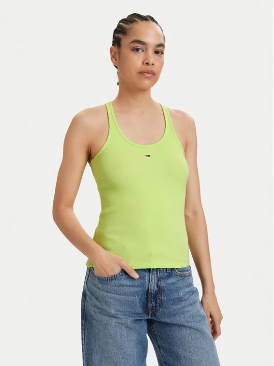 Obrázek produktu Tommy Jeans Top Racerback DW0DW22264 Světle zelená Slim Fit