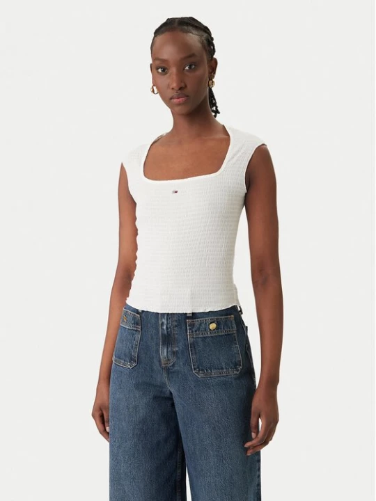 Obrázek produktu Tommy Jeans Top Smock Seersucker DW0DW22220 Bílá Slim Fit