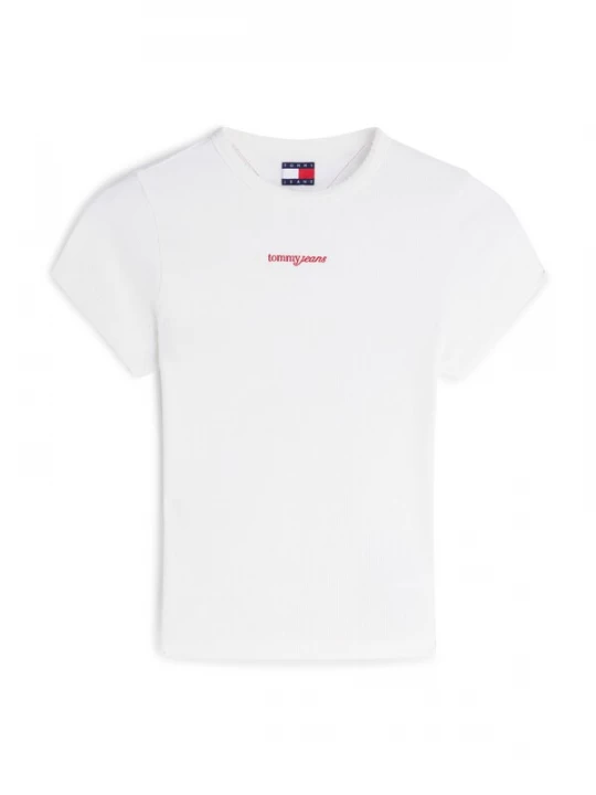 Obrázek produktu Tommy Jeans Tričko 'Logo Slim' červená / bílá