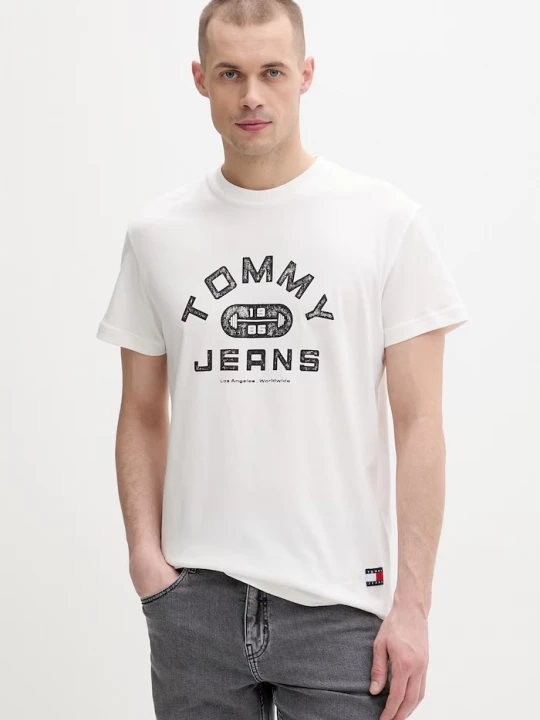 Obrázek produktu Tommy Jeans tričko pánské bavlněné béžová