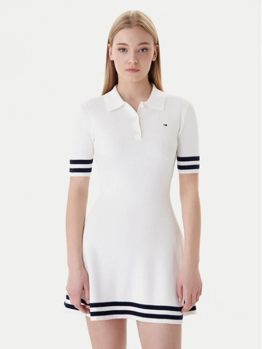 Obrázek produktu Tommy Jeans Úpletové šaty DW0DW22106 Écru Slim Fit Krémová