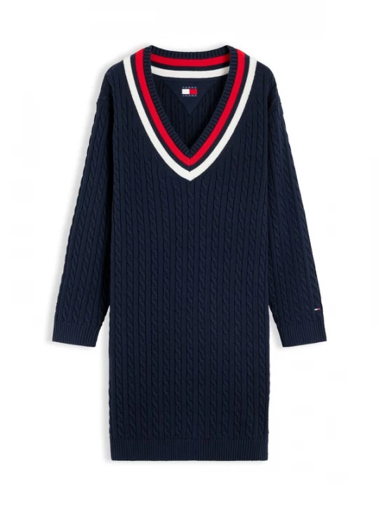 Obrázek produktu Tommy Jeans Úpletové šaty námořnická modř / jasně červená / bílá