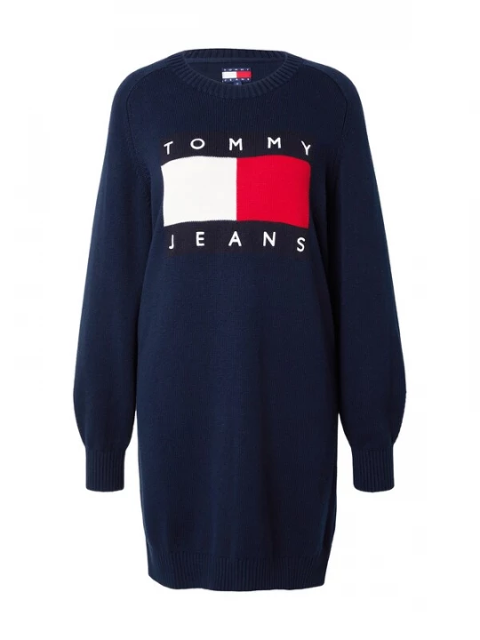 Obrázek produktu Tommy Jeans Úpletové šaty tmavě modrá / červená / bílá