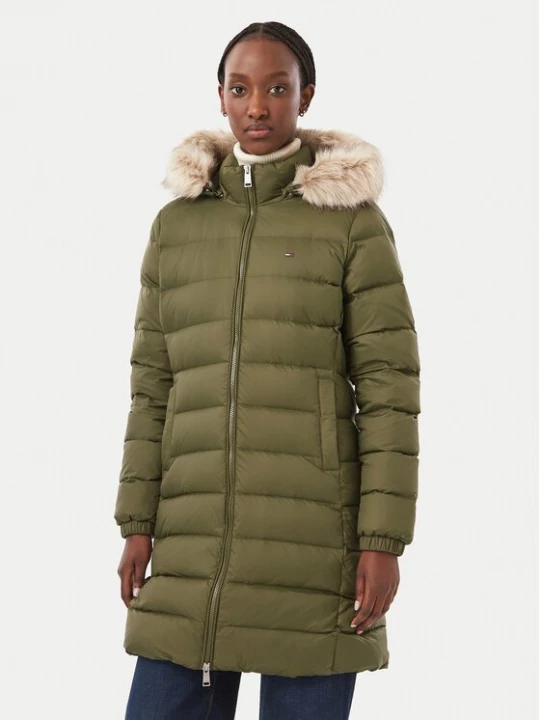 Obrázek produktu Tommy Jeans Vatovaná bunda Essential DW0DW18864 Tmavě zelená Slim Fit