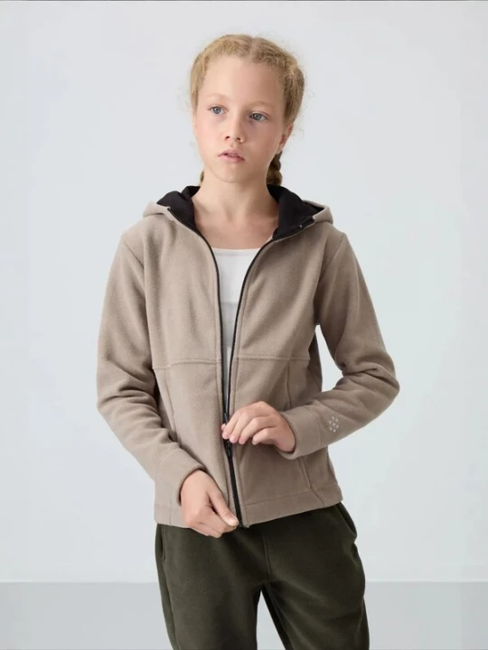 Obrázek produktu Tommy Life Mikina 'TOMMY Unisex-Kapuzen-Sweatshirt Für Jugendliche Mit Reißverschluss' béžová