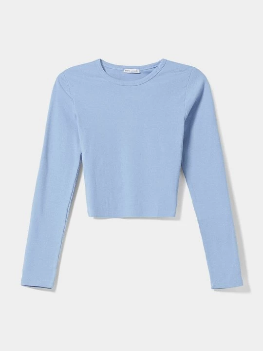 Obrázek produktu Top s dlouhým rukávem Bershka světle modrá