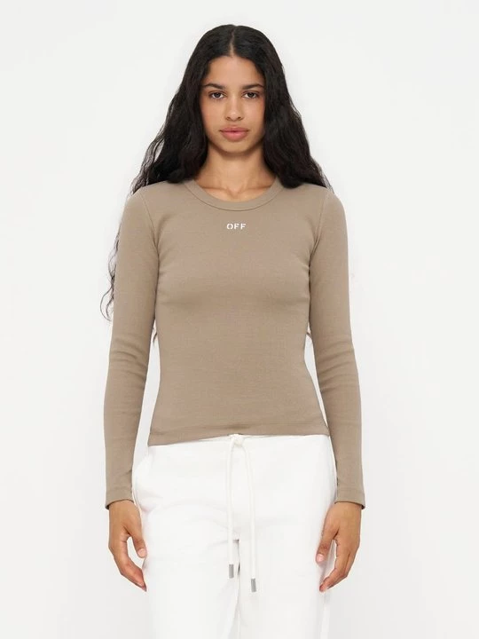 Obrázek produktu Top s dlouhým rukávem Off White světle hnědošedá