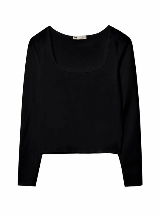 Obrázek produktu Top s dlouhým rukávem Stradivarius černá