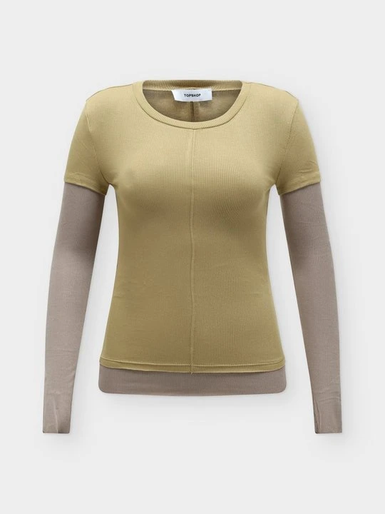 Obrázek produktu Top s dlouhým rukávem Topshop khaki