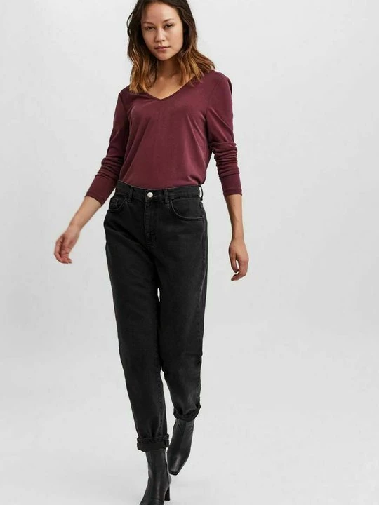 Obrázek produktu Top s dlouhým rukávem Vero Moda melírovaná tmavě červená