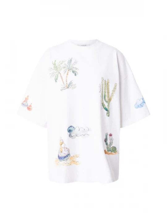 Obrázek produktu TOPSHOP Oversized tričko písková / tmavě modrá / zelená / bílá