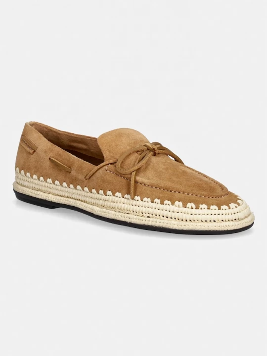 Obrázek produktu Tory Burch espadrily dámské semišové The Raffia Boaty hnědá