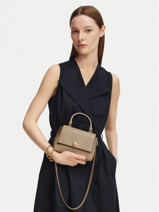 Obrázek produktu Tory Burch Kabelka Charlie Quilted Mini Top Handle Chain Wallet 186032 Béžová