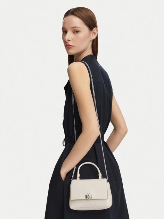 Obrázek produktu Tory Burch Kabelka Charlie Quilted Mini Top Handle Chain Wallet 186032 Krémová