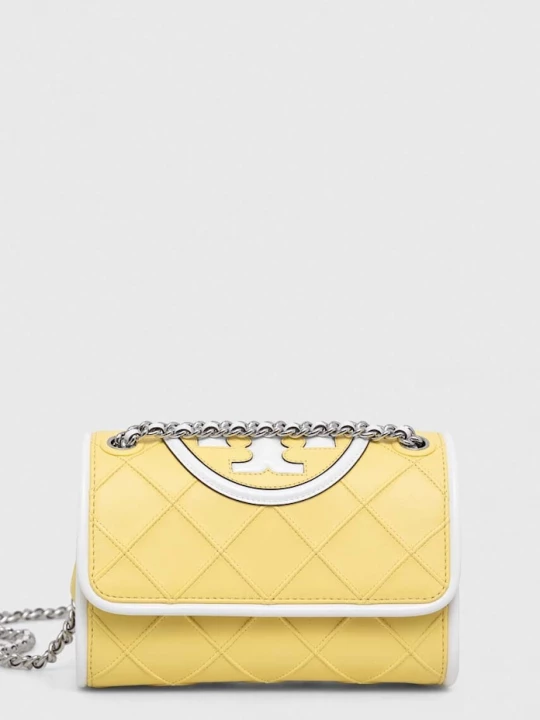 Obrázek produktu Tory Burch Kožená kabelka Tory Burch Fleming žlutá
