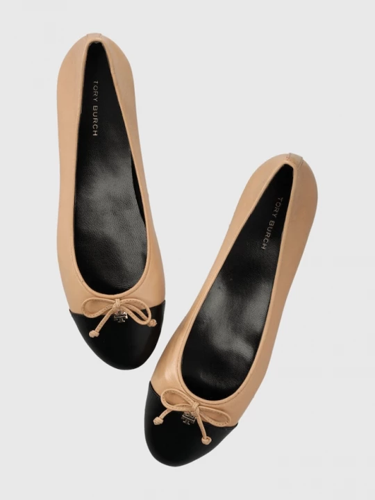 Obrázek produktu Tory Burch Kožené baleríny Tory Burch CAP-TOE BALLET béžová
