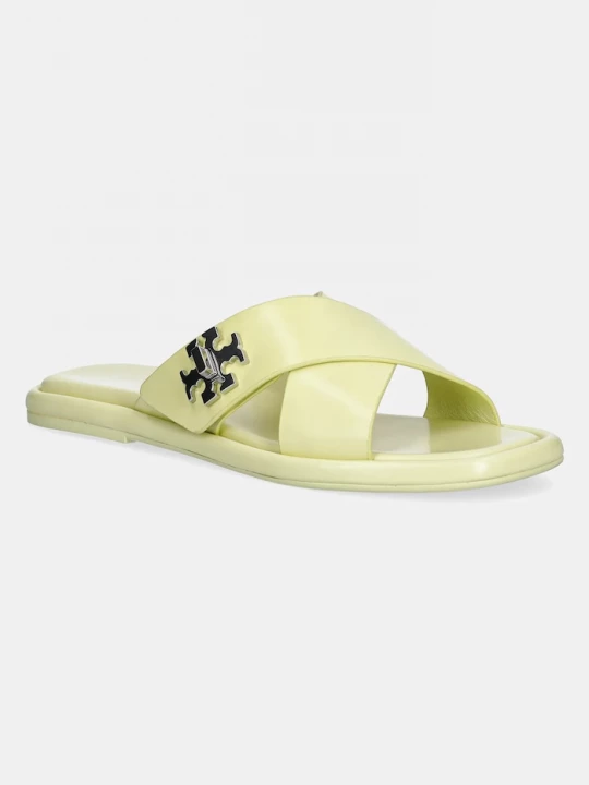 Obrázek produktu Tory Burch Kožené pantofle Tory Burch T Lock Cross Band Slide žlutá