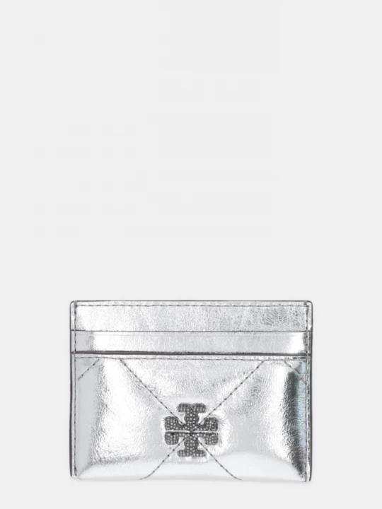 Obrázek produktu Tory Burch Kožené pouzdro na karty Tory Burch Kira Diamond stříbrná
