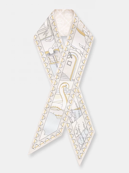Obrázek produktu Tory Burch malý hedvábný šátek béžová
