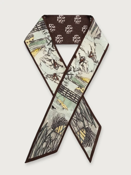Obrázek produktu Tory Burch malý šátek dámský hedvábný Forest Ribbon