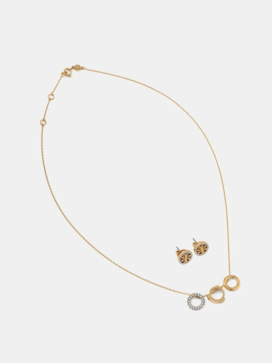 Obrázek produktu Tory Burch Náušnice a náhrdelník Tory Burch Miller Pave 2-pack zlatá