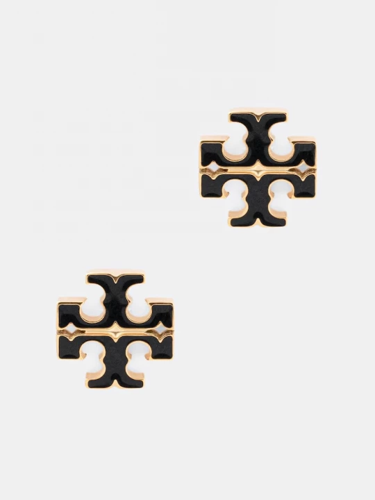 Obrázek produktu Tory Burch náušnice dámské z nerezové oceli s emailovým kamenem Icon černá