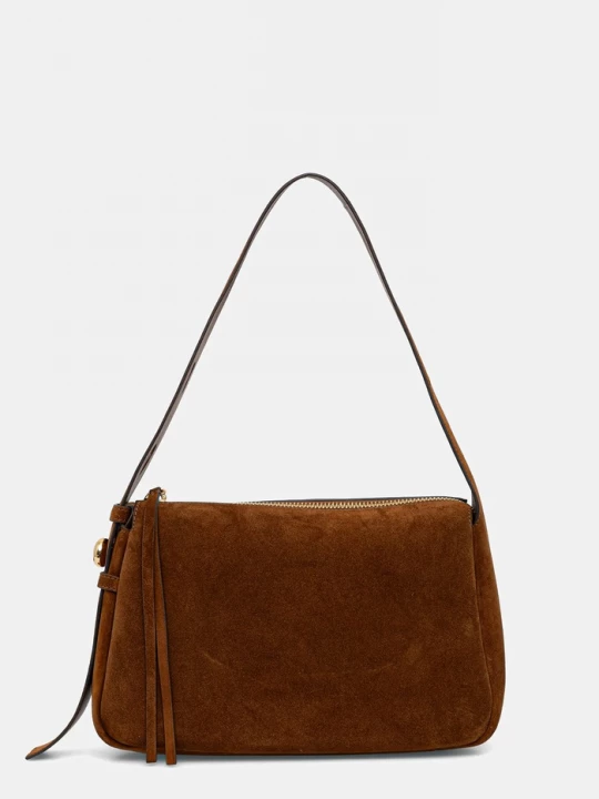 Obrázek produktu Tory Burch Semišová kabelka Tory Burch Romy Suede Shoulder hnědá