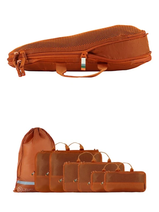 Obrázek produktu TRAVEL DUDE Cestovní taška 'Packing Cubes Set 7 Teilig mit Kompression, Packwürfel, Packtaschen Set für Rucksack & Koffer' tmavě oranžová