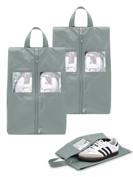 Obrázek produktu TRAVEL DUDE Cestovní taška 'Schuhtaschen Set 2 Teilig aus recycelten Plastikflaschen, Schuhbeutel Organizer' stříbrně šedá