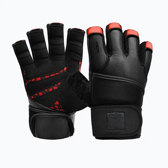 Obrázek produktu Trekingové rukavice RDX L4 Finger Weightlifting Leather red / black