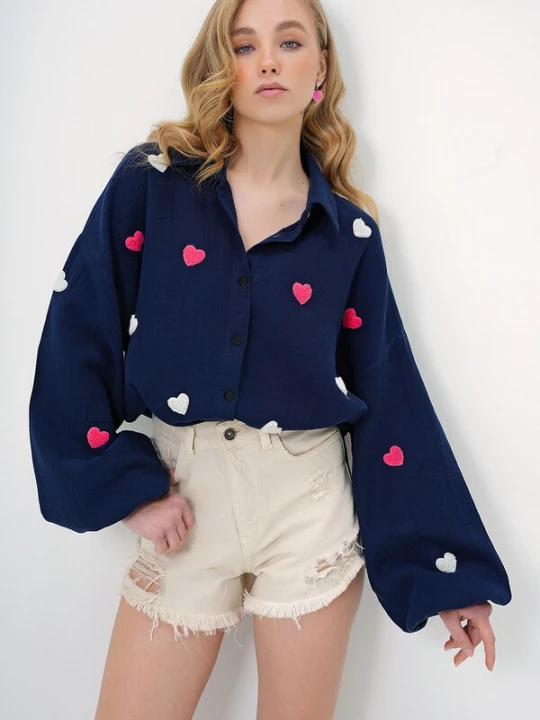 Obrázek produktu Trend Alaçatı Stili Halenka indigo / pink / bílá