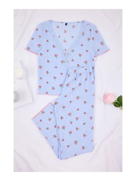 Obrázek produktu Trendyol Pyžamo světlemodrá / růžová / červená