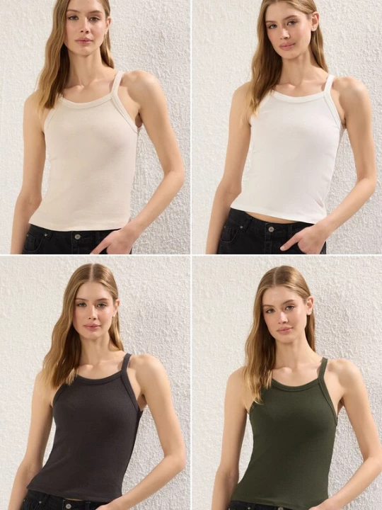 Obrázek produktu Trendyol Top krémová / antracitová / khaki / bílá