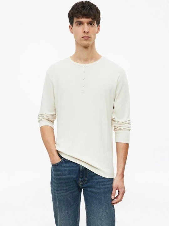 Obrázek produktu Tričko henley s dlouhým rukávem, z měkké bavlny s.Oliver krémová