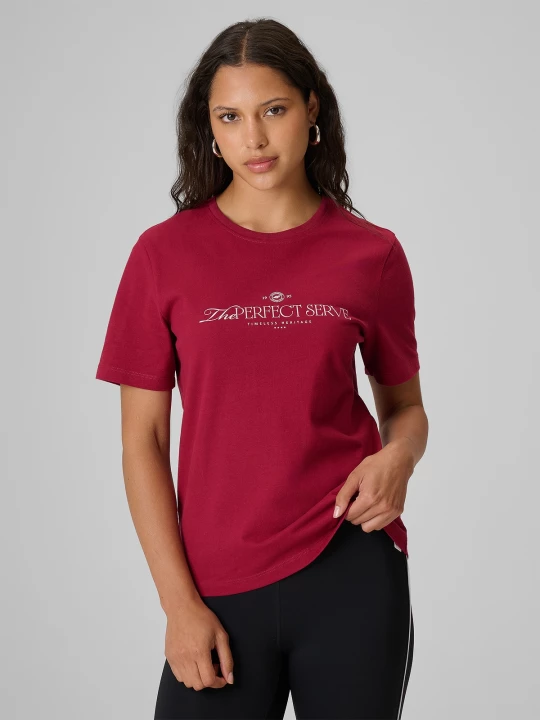 Obrázek produktu T-shirt relaxed s potiskem dámský - burgundský 4F Vínová