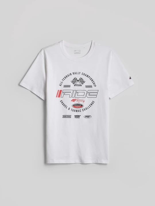 Obrázek produktu T-shirt regular s potiskem pánské - bílé 4F