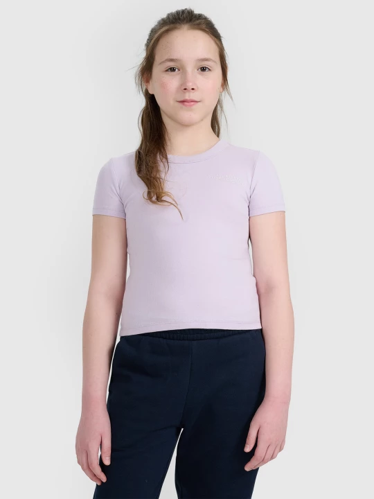 Obrázek produktu Crop top slim s potiskem dívčí - fialový 4F