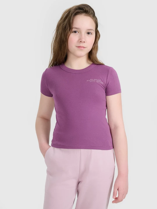 Obrázek produktu 4F Crop top slim s potiskem dívčí - fialový