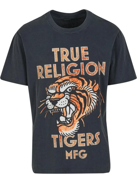 Obrázek produktu True Religion Tričko 'MFG Tiger' šedá / oranžová / bílá