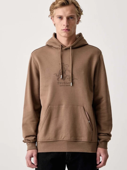 Obrázek produktu Trussardi mikina s kapucí pánská bavlněná hnědá