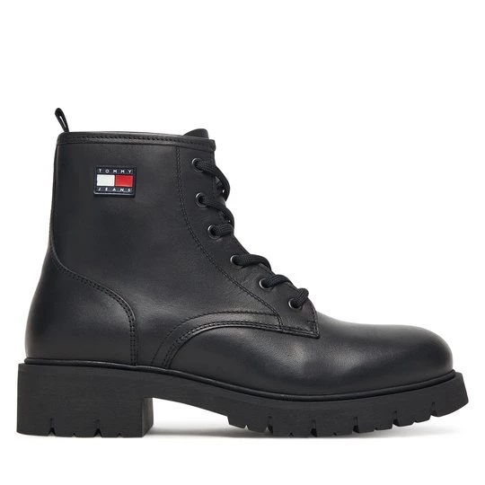 Obrázek produktu Turistická obuv Tommy Jeans Tjw Lace Up Leather Boot EN0EN02824 Černá
