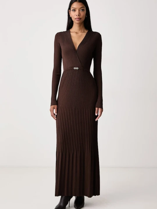 Obrázek produktu Twinset plisované šaty s viskózou hnědá