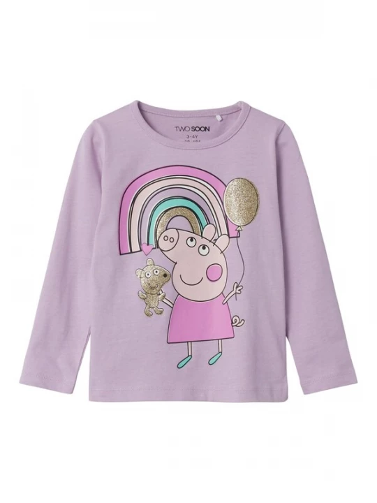 Obrázek produktu TWO SOON Tričko 'Peppa Wutz'  tyrkysová / zlatá / šeříková / eosin