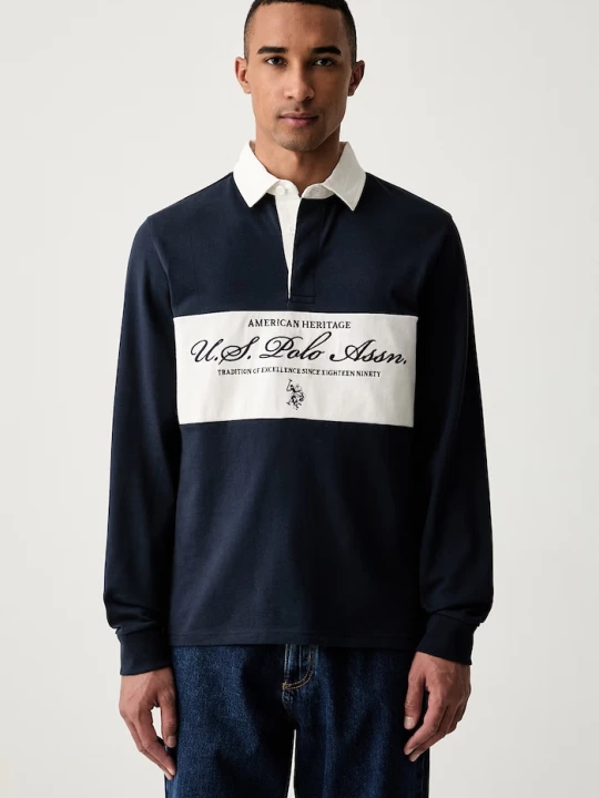 Obrázek produktu U.. Polo Assn. mikina pánská bavlněná PREMIUM EMBROIDERY GRAPHIC RUGBY U.S. POLO ASSN. námořnická modř