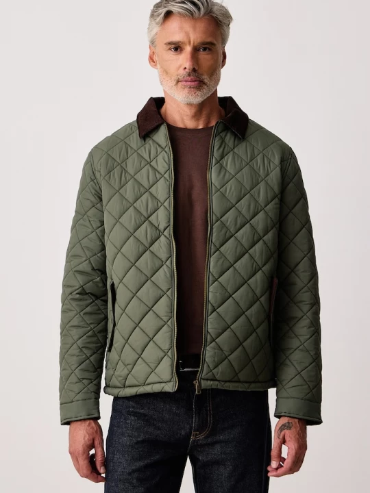 Obrázek produktu U.. Polo Assn. prošívaná bunda pánská DIAMOND QUILT PADDED COLLARED U.S. POLO ASSN. zelená